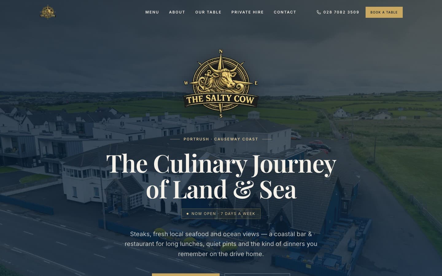 The Salty Cow website, built by Flow Nexus AI